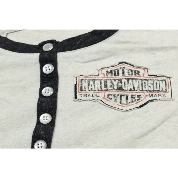 Harley-Davidson Women's Henley T-Shirt Gray White Size XL - Picture 7 of 8